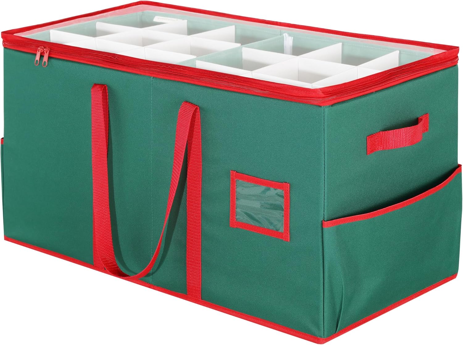 Holiday Décor Storage - StorageWorks Christmas Ornament Storage Container, Ornament Organizer Storage Box with Dividers, 4 Inch Holiday Ornament Storage, Green