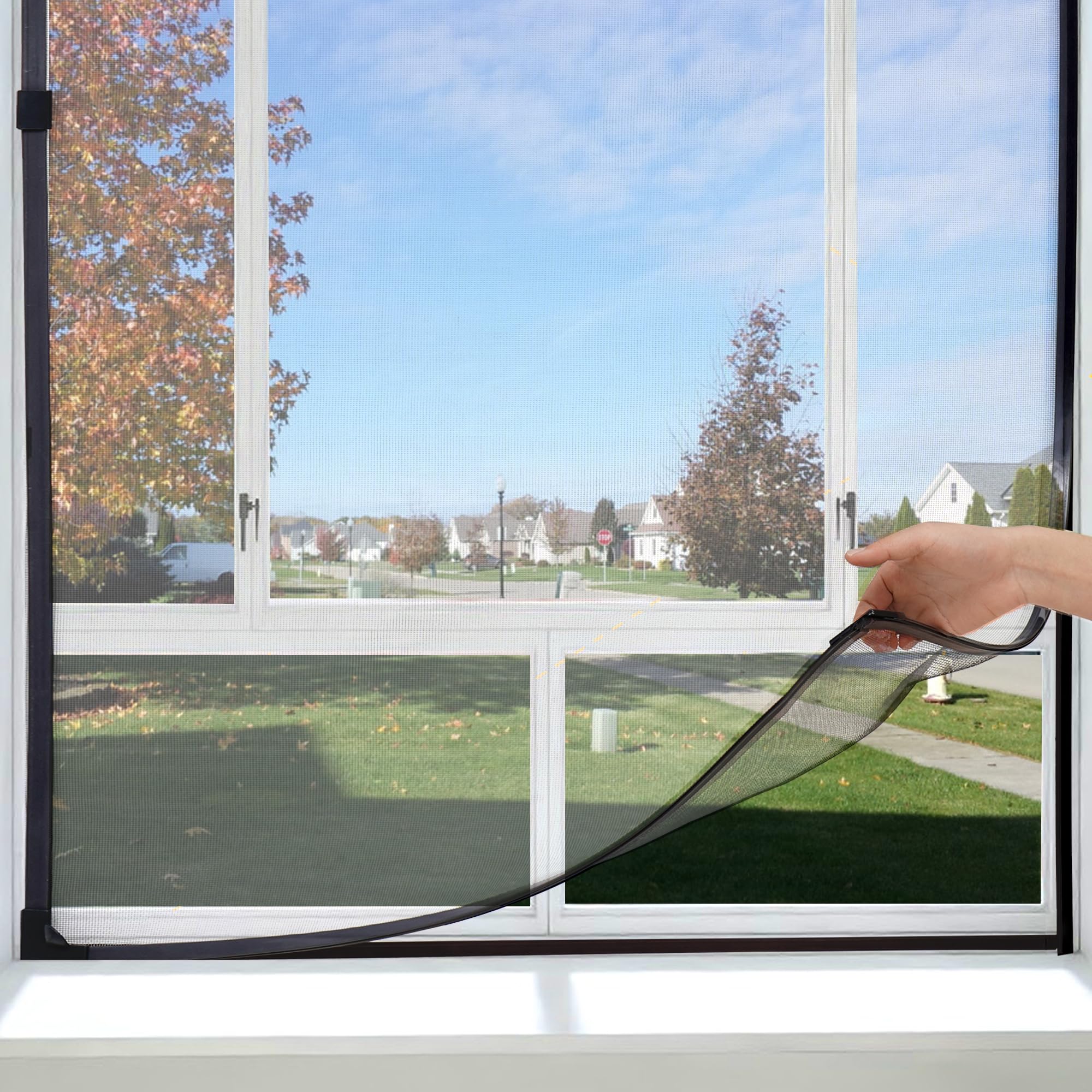 Photo 1 of Magnetic Window Screen Adjustable Window Net 44”x 48” Fiberglass Window Screen Mesh for House Windows with Magnets