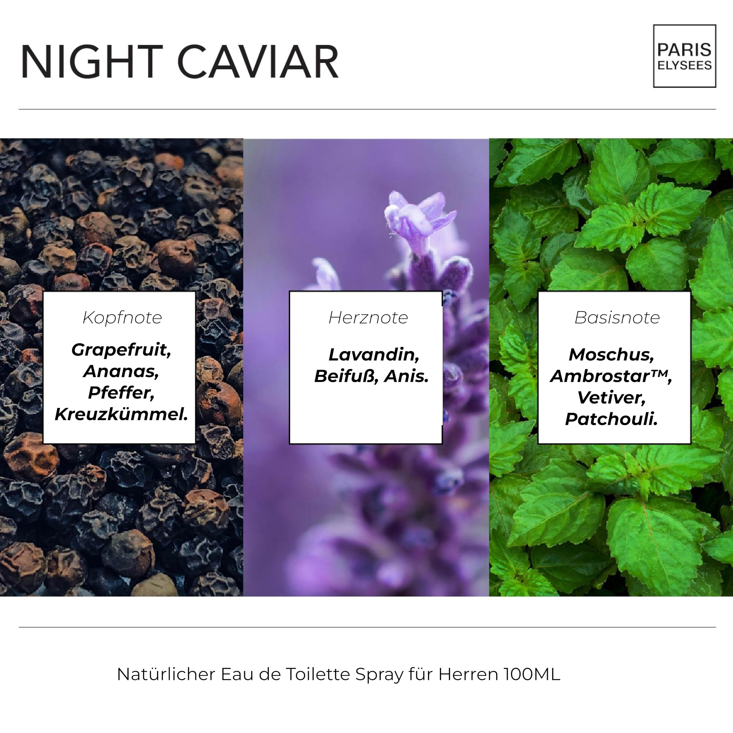 PARIS ELYSEES - Night Caviar - Eau de Toilette - Parfüm herren - Aromatisch - Grapefruit, Ananas, Pfeffer, Kreuzkümmel - Perfume men - 100 ml 2