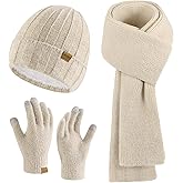 Miorpex Womens Beanie Hat Scarf Gloves Set Gifts for Women Men