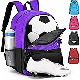 Hsmihair Youth Soccer Bag-Soccer Backpack&Backpack for Football Basketball,with Ball Compartment Separate Cleat Package