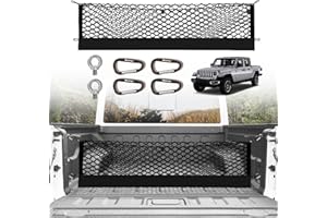 Muslogy Truck Bed Cargo Net Compatible with Jeep Gladiator 2020-2024 2025 JT Accessories Storage Organizer Pickup Truck Bed Envelope Style Cargo Net with Heavy Duty Carabiners 13