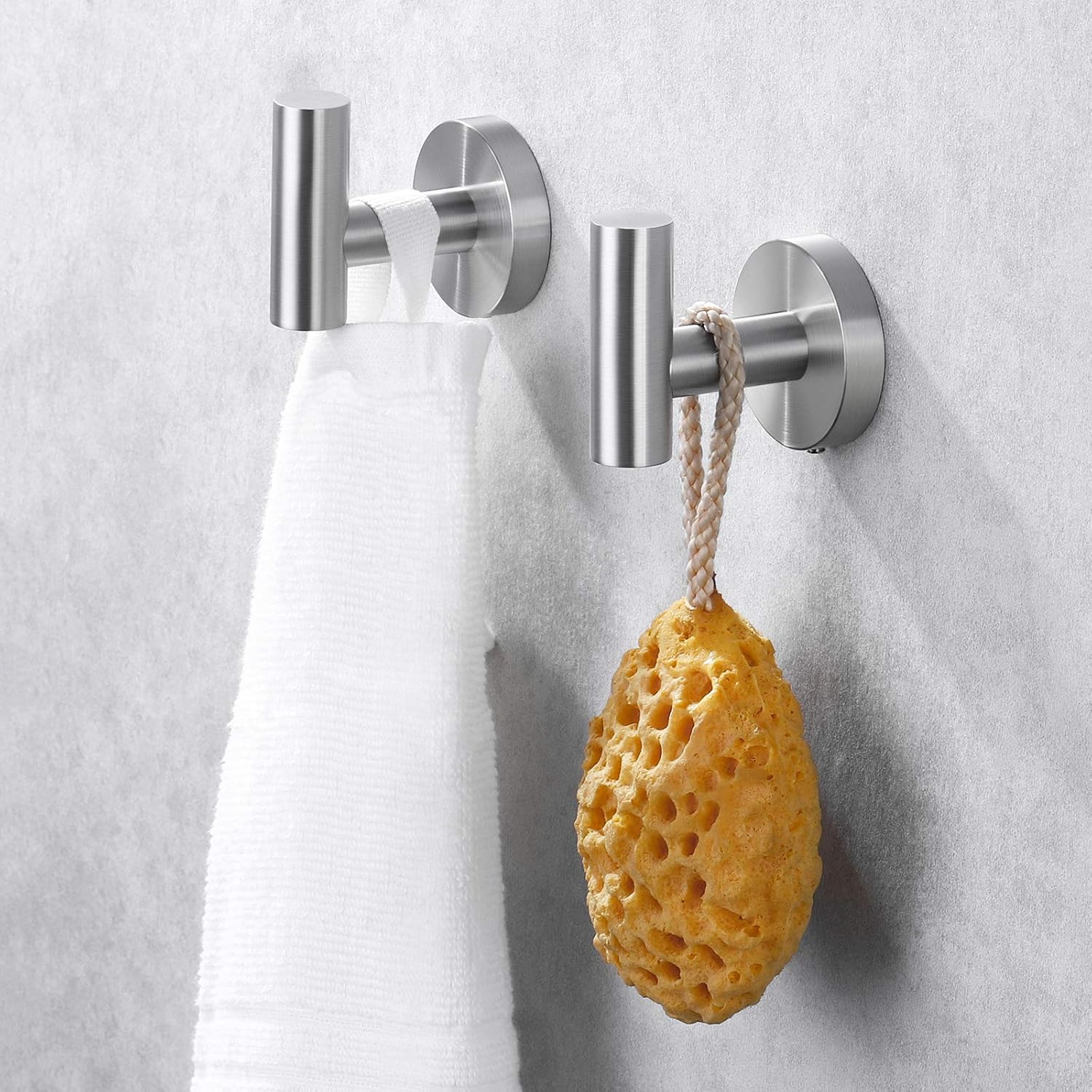 KES Bathroom Wall Towel Hooks No Drill Heavy Duty Robe Hook Holder SUS304 Stainless Steel Brushed 2 Pack, A2164DG-2-P2 - - 