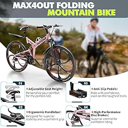 Max4out 26 Inch Folding Mountain Bike, 21 Speed