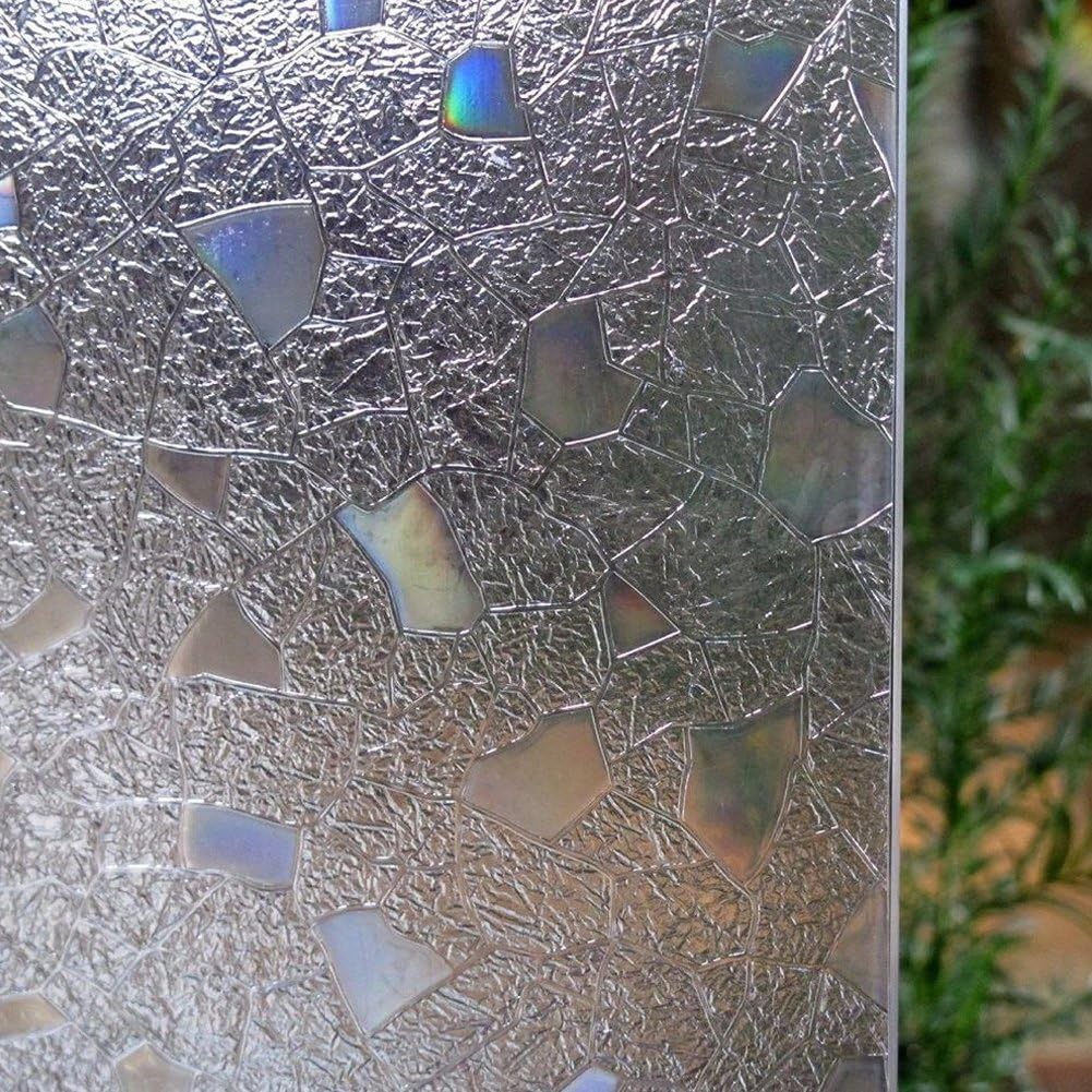 LONGWEY 3D Texture Pattern No Glue Static Cling Privacy Glass Decorative Window Films for Home Office Decoration, 45 x 200cm