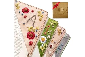OTRANTO 26 Letters Bookmark All Season Bookmarks for Women Men Reading Book Lovers Gifts Spring Summer Fall Winter Book Mark Corner Personalized Hand Embroidered (J, Fall)