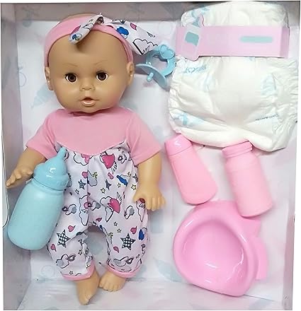 Baby Doll That Drinks, Wets, with Diaper & Bottle with Funny Sound
