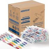 Homvle 50 Packs Individually Wrapped Buld Toothbrush and Toothpaste | Disposable Toothbrush with Toothpaste for Travel Ttoothbrush Toiletries, OCC, Airbnb, Dentist, Office/5 Colorful
