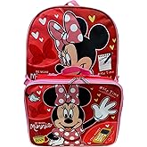 Ruz Group Kid's Licensed 16 Inch Backpack With Removable Lunch Box Set (Minnie Mouse Red)
