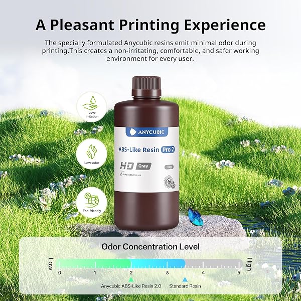 ANYCUBIC 2ND GEN RESIN TECHNOLOGY ABS-LIKE RESIN 2.0, 3D PRINTER RESIN WITH HIGH TOUGHNESS, MORE PRECISE DETAILS, LOW ODOR, WIDE COMPATIBILITY FOR ALL LCD RESIN 3D PRINTERS (CLEAR BLUE, 1KG)