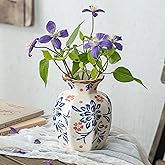 SEUYUCL Small Blue and White Ceramic Vase, 6 Inch Vintage Chinoiserie Flower Vase Decorative Antique Vases for Home Decor, Rustic Porcelain Vase Farmhouse Shelf Table Centerpieces Decor
