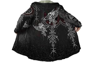 Byadbiny Viking Warriors God Odin Fenrir Tattoo Hooded Cloak 3D All Over Printed Cloak With Hood Harajuku Jacket Cosplay