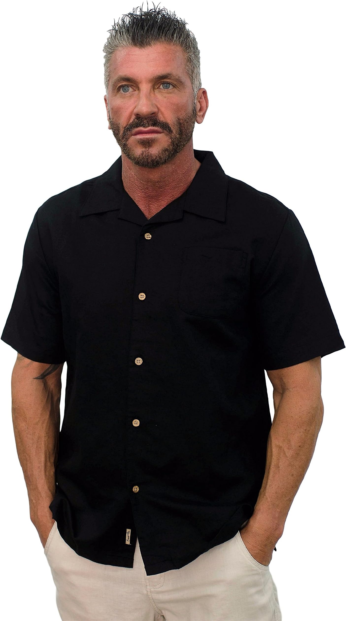 short fin Men's Short Sleeve Camp Linen Shirt
