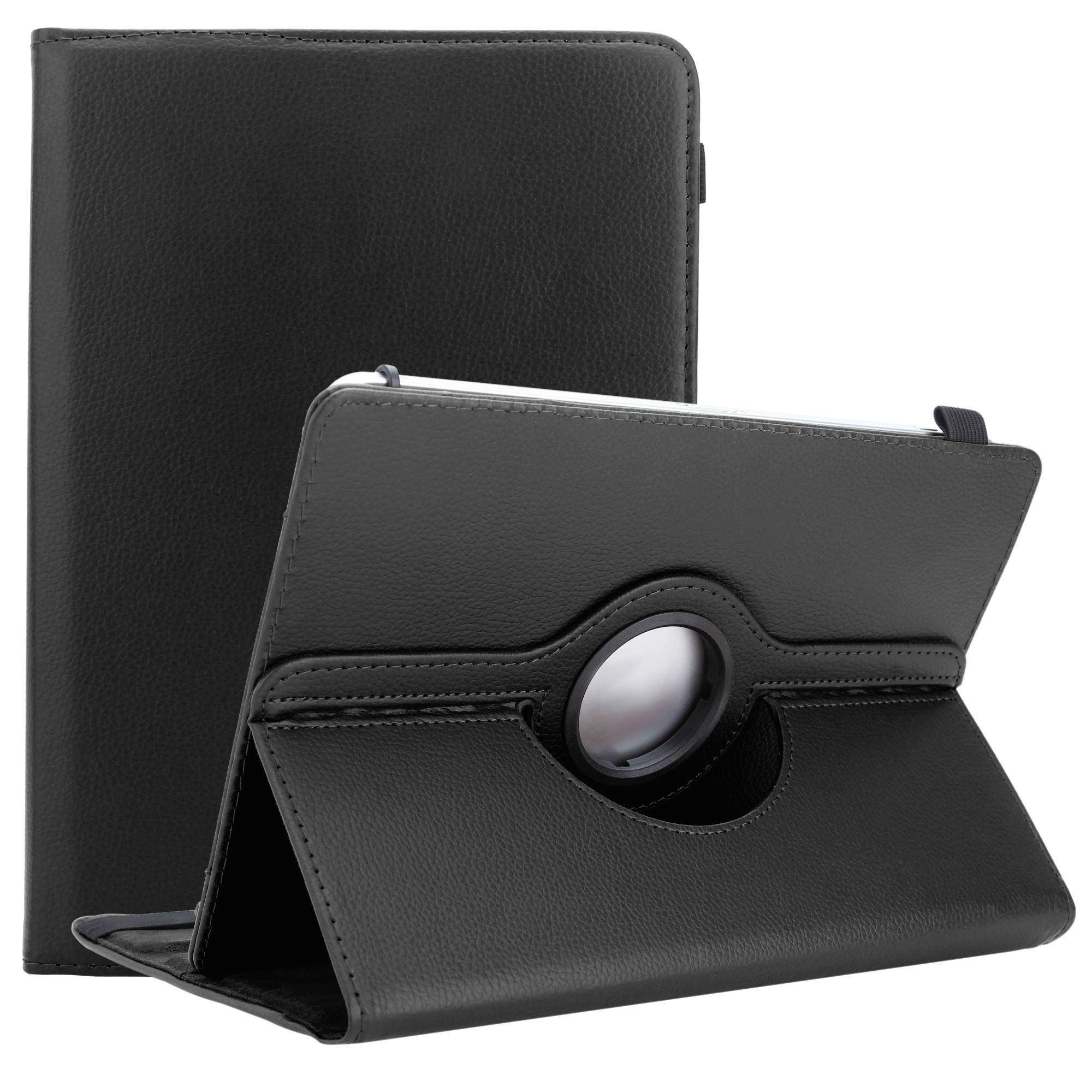 Cadorabo Tablet case compatible with 10" Tablets in BLACK - Protective cover made of synthetic leather with stand function - 360 degree case with elastic band