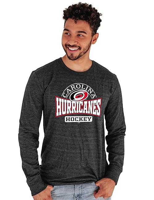 Blue 84 Men's Standard NHL Officially Licensed Tri-Blend Long Sleeve T-Shirt Beards, Team Color