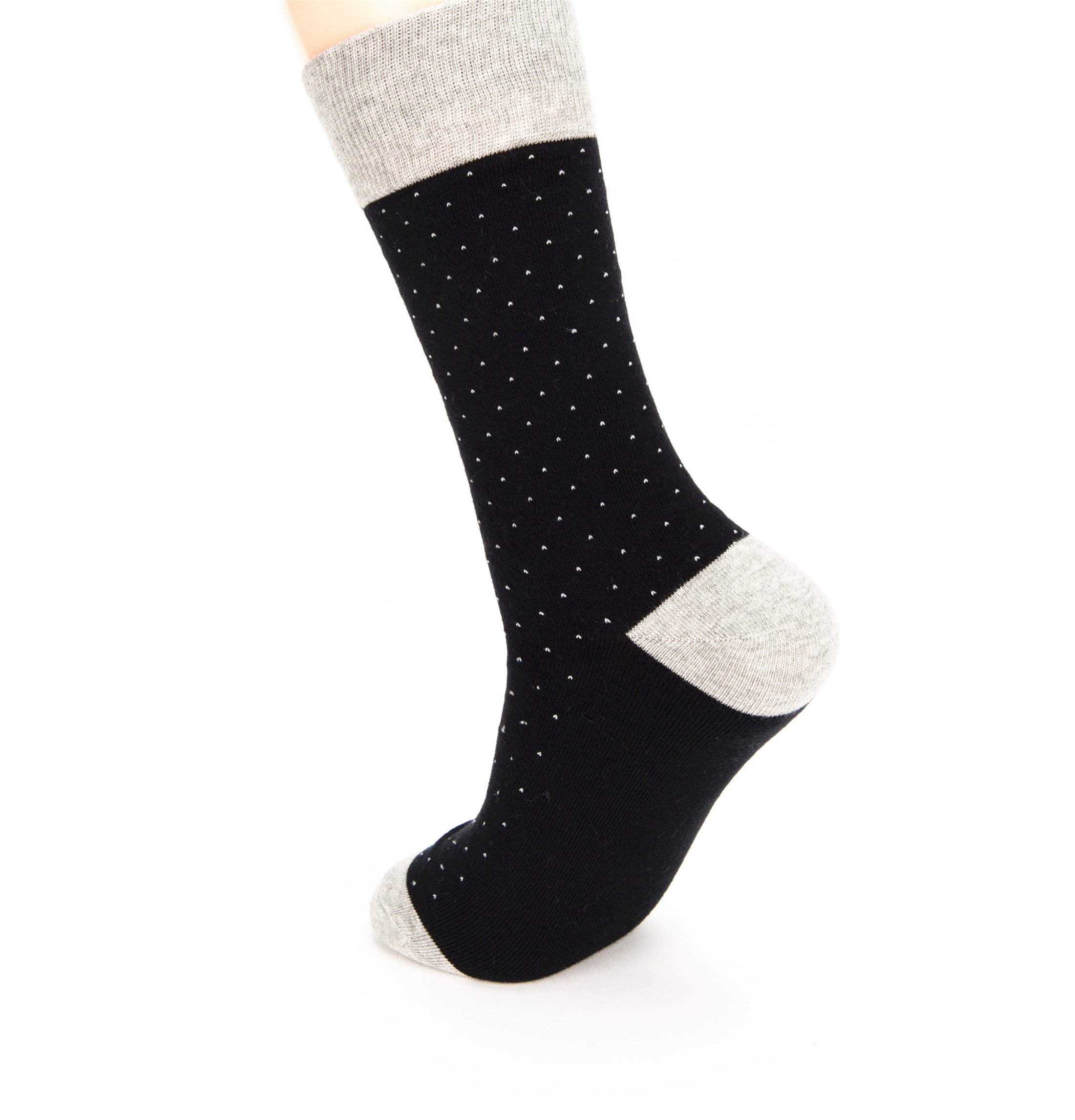 Hapyfost 6 Pack Men’s Socks Dots Crew Dress Socks, 10-13 (BLACK)