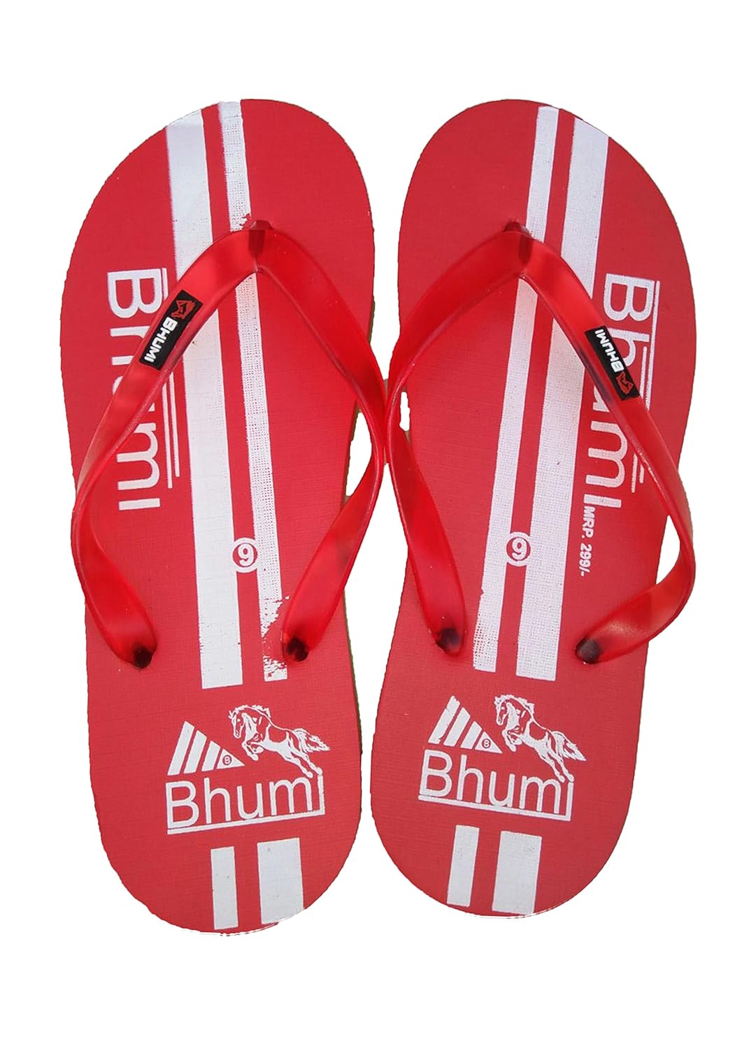 bhumi men's red & green rubber casual slippers, size : 9