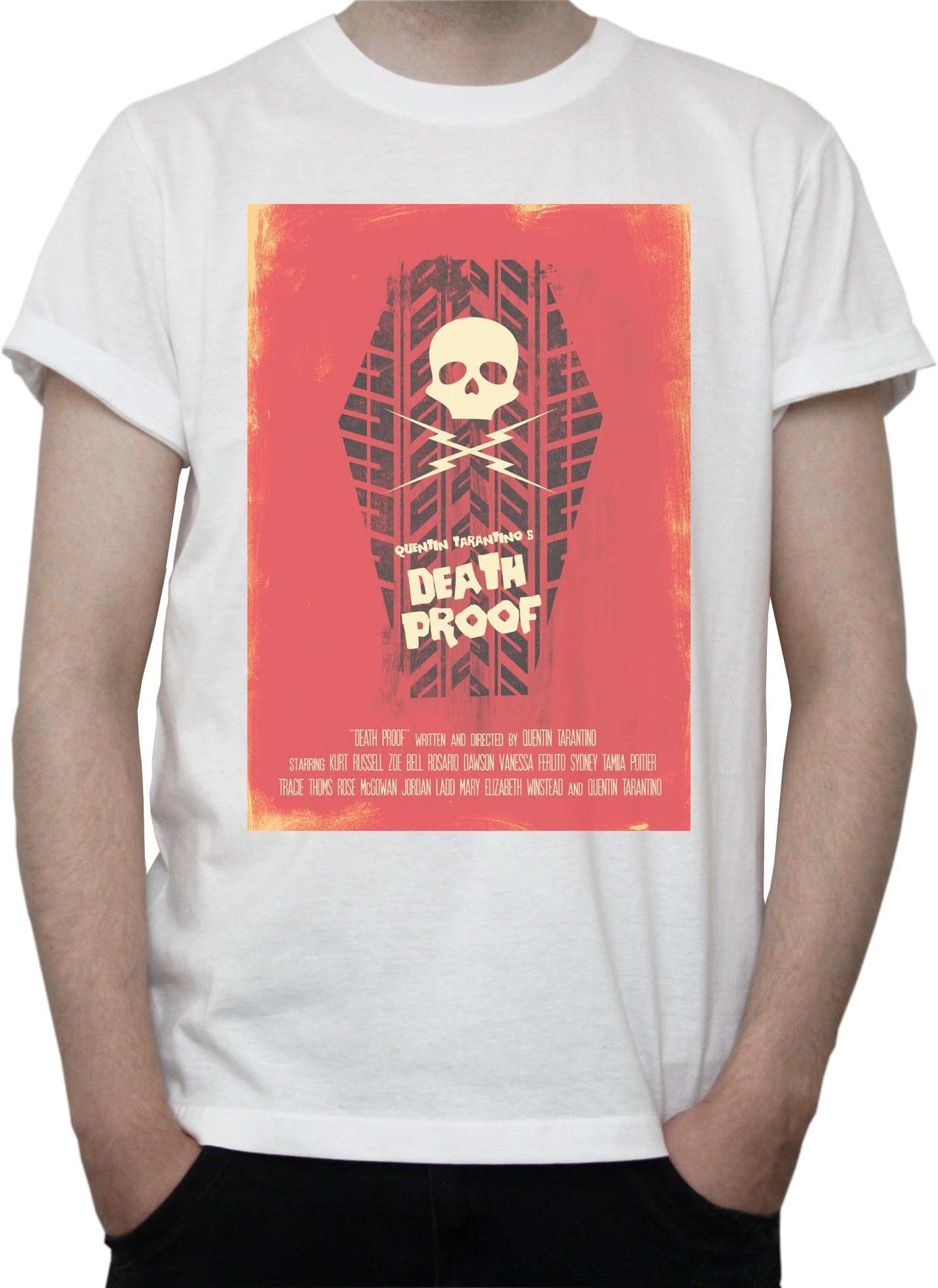 Death Proof Movie: Coffin Poster Mens T-Shirt XX-Large White