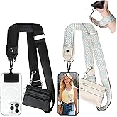 PUGPIU 2 Pack Clip and Go Strap for Phone with Wallet Crossbody - Phone Strap Crossbody with Zippered Pouch, Multifuctional Adjustable Cell Phone Lanyard for Going out