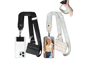 PUGPIU 2 Pack Clip and Go Strap for Phone with Wallet Crossbody - Phone Strap Crossbody with Zippered Pouch, Multifuctional Adjustable Cell Phone Lanyard for Going out