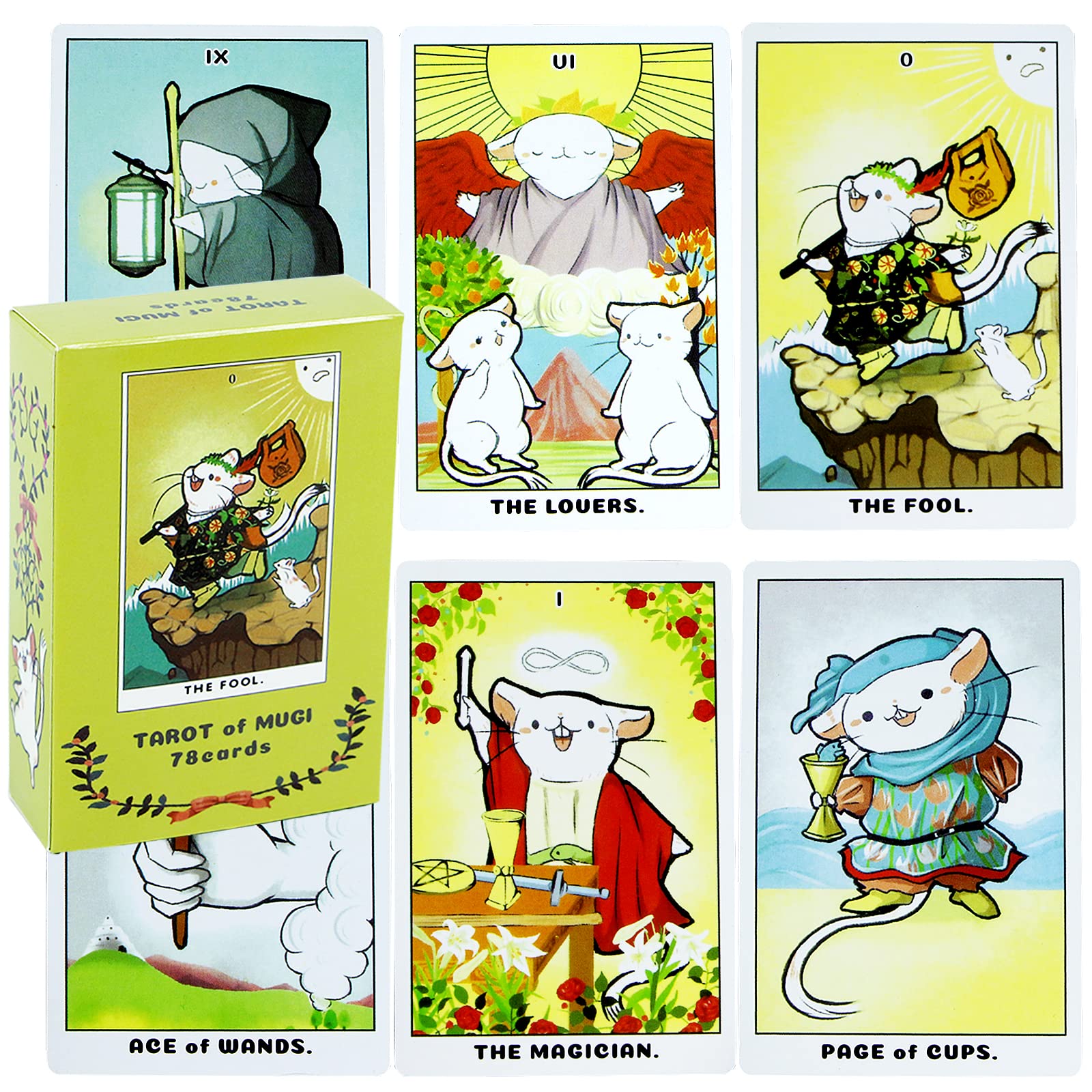 mrdiyshisha Tarot of Mugi, 78 Adorable Tarot Cards, Animal Tarot Deck for Beginners