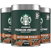 Starbucks Premium Instant Coffee Medium Roast, 3 Tins 3.17 oz | 100% Arabica premium instant and microground coffee; Medium Roast; 3 tins, 3.17 oz each