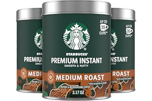 Starbucks Premium Instant Coffee, Medium Roast Coffee, Arabica Beans, Three 3.17 oz Tins