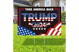 Probsin Trump 2024 Yard Sign with Metal H Stakes Double Sided 16" x 24" Trump Take America Back Black Signs Voted for Trump Outdoor Decorations for Indoor Outdoor Lawn, Garden, Window, Party Supplies