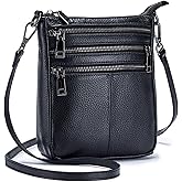 AurexaFashion Genuine Leather Mini Small Crossbody Bag for Women, Shoulder Messenger Phone Bag with Multi Zipped Compartments