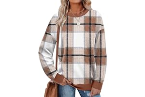 Saloogoe Sweatshirts for Women Crewneck Long Sleeve Loose Fit Tops Color Block Ribbed Trim Fashion 2025