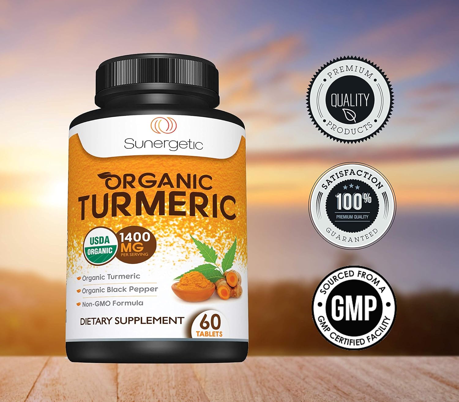 USDA Certified Organic Turmeric Supplement – Includes Organic Turmeric & Organic Black Pepper – 1,400mg of Turmeric per Serving – 60 Turmeric Tablets: Health & Personal Care