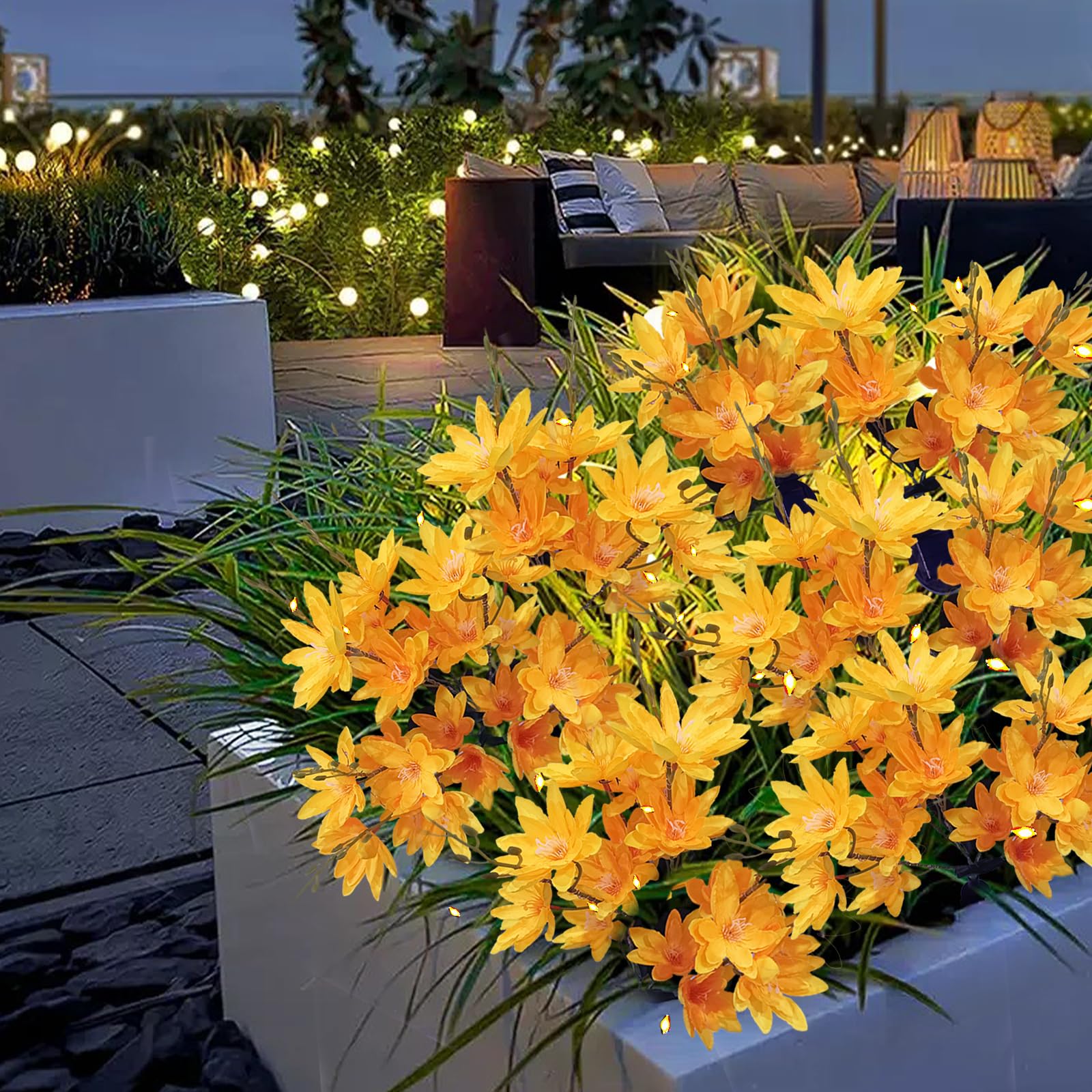 Garden Flower Lights, 2 Pack Solar Garden Light with 40 Flowers -Symbolizing Hope and Purity, Solar Powered Lights Outdoor Waterproof- Decoration for Yard,Patio