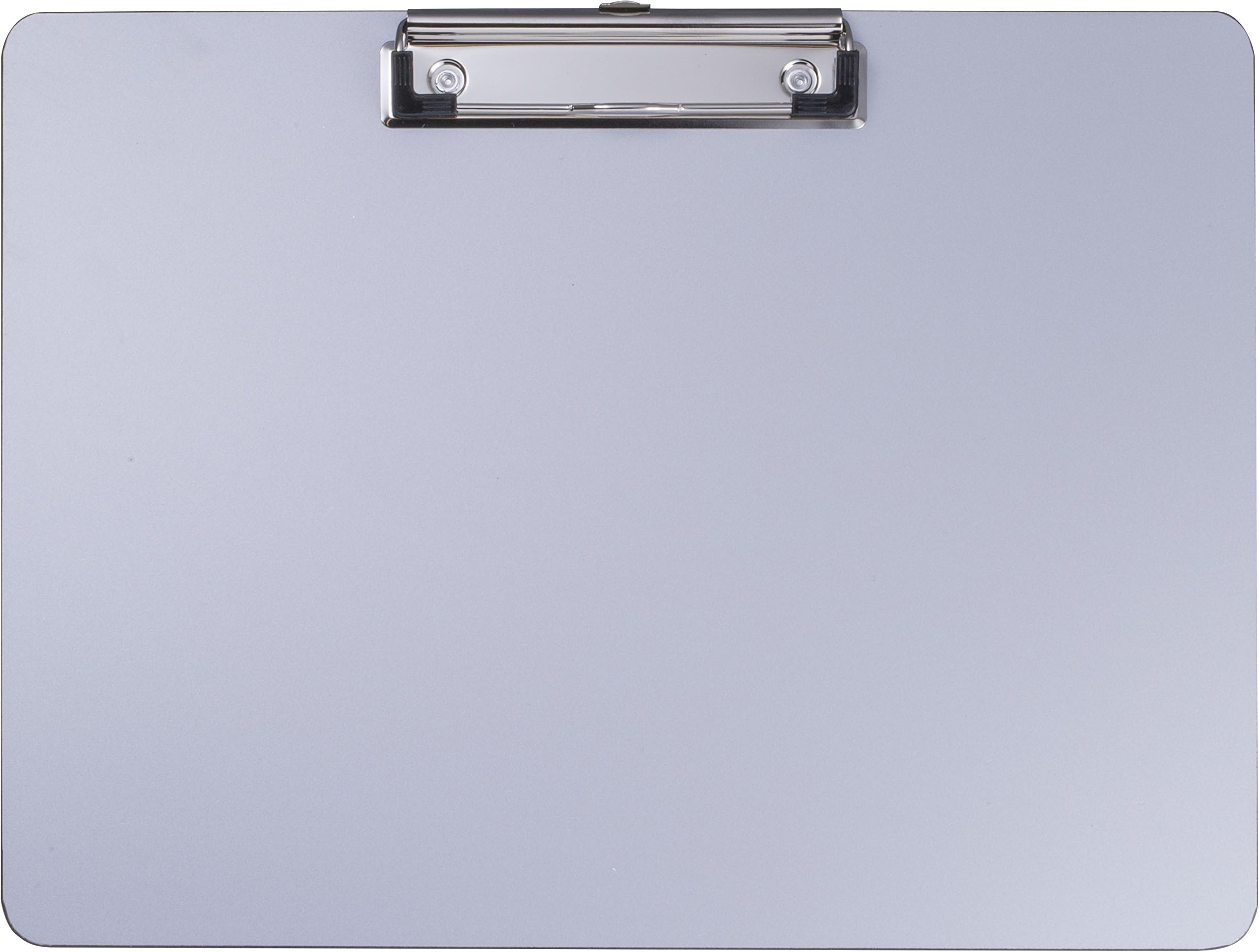 OfficemateAluminum Coated Plastic Clipboard, Landscape Size, 11" x 8.5", Low Profile Clip, Silver (83028)