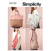 Simplicity S9298 Market &amp; Grocery Tote Bag Sewing Pattern, Four Reusable Tote Bag Designs, One Size