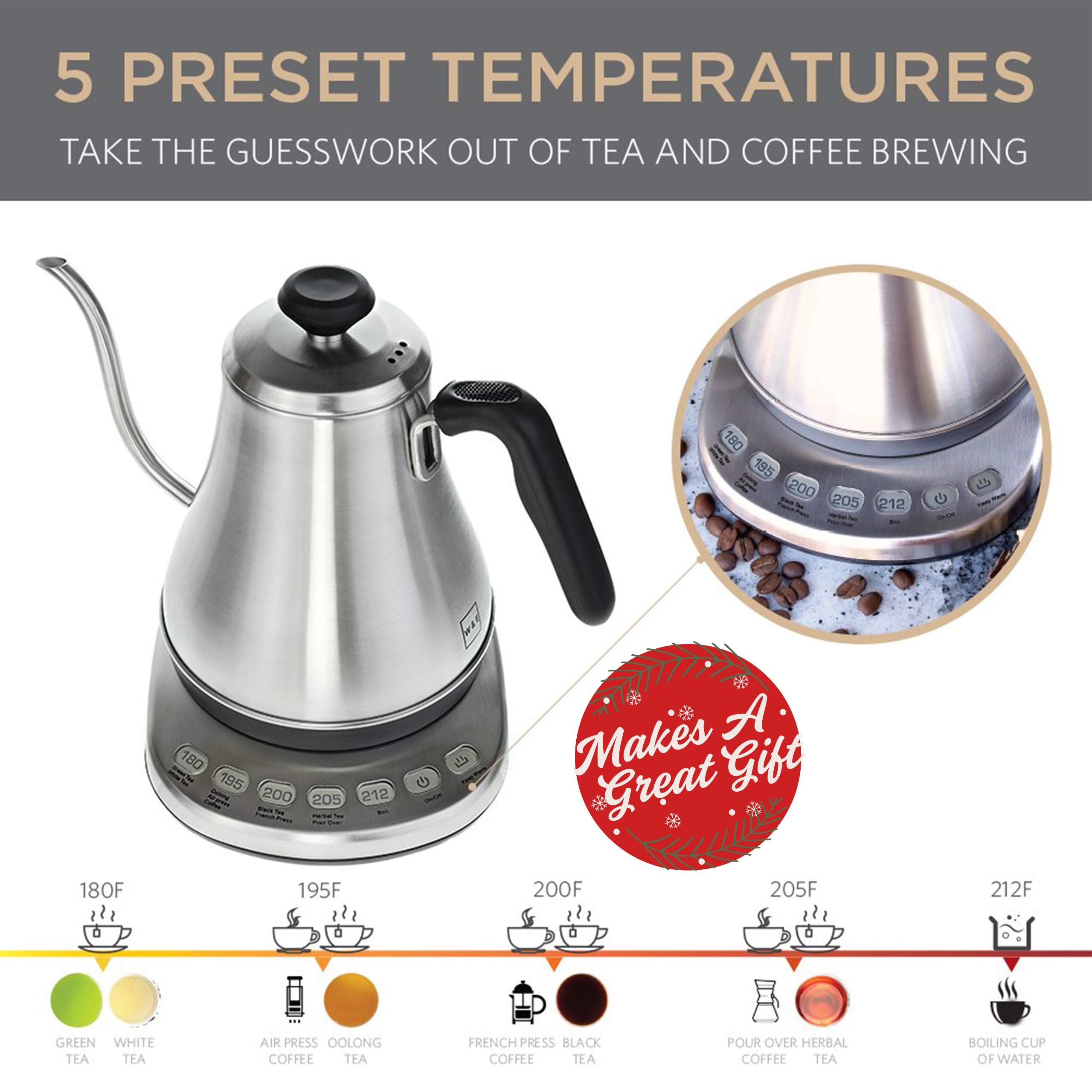 Gooseneck Electric Kettle with Temperature Control & Presets 1L