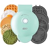 DASH Multimaker Mini System - Waffle Maker with Six 4” Removable Plates: Waffle Iron & Griddle, 4-in-1 Mini Waffle Maker for