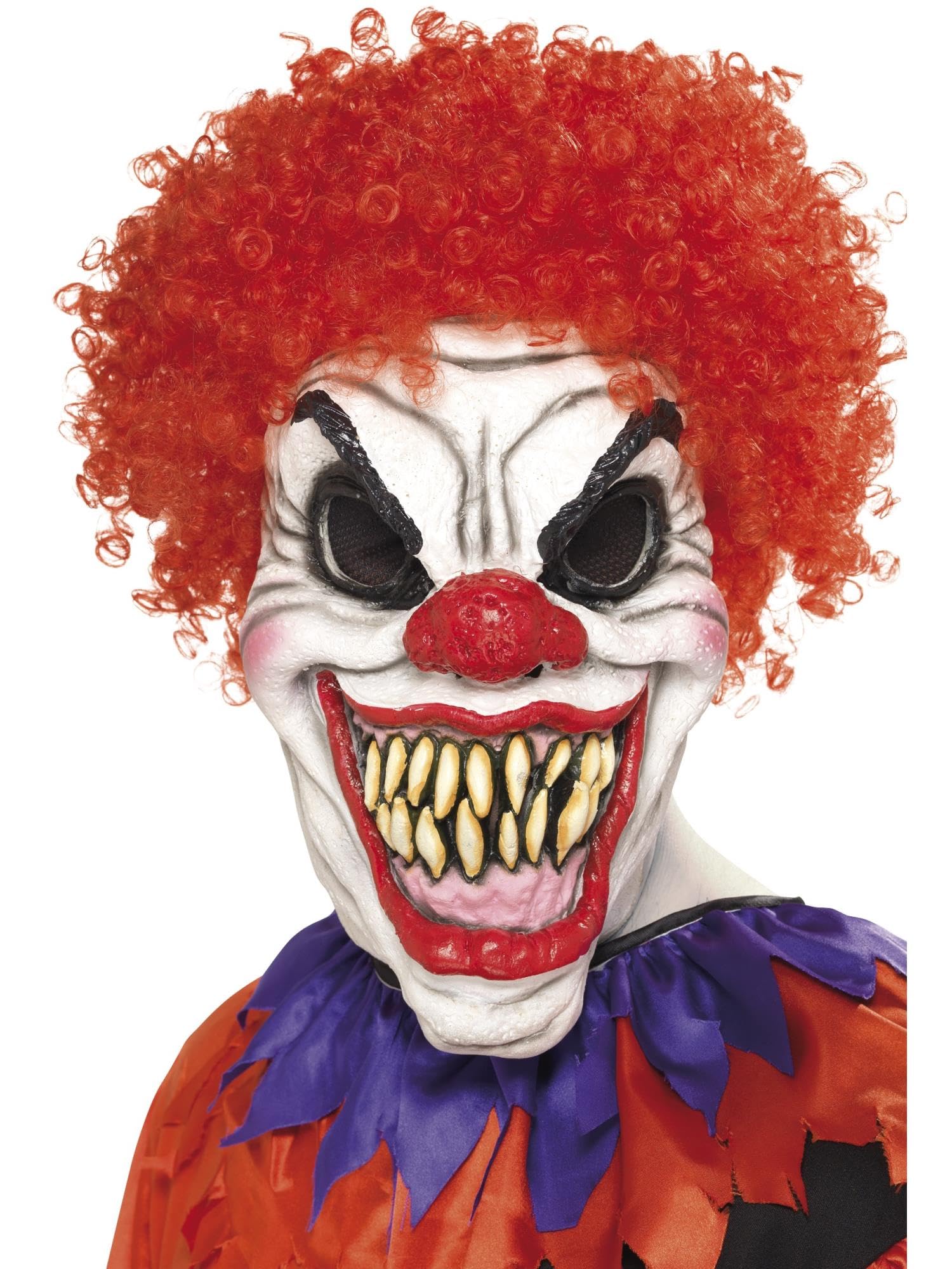 Scary Clown Mask White & Red Overhead Foam Latex