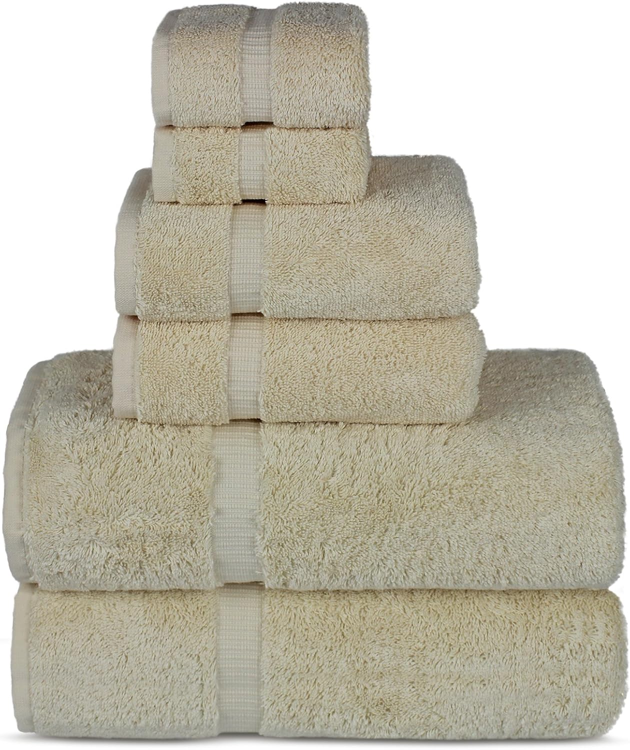 Chakir Turkish Linens Luxury Spa and Hotel Quality Premium Turkish Cotton 6-Piece Towel Set (2 x Bath Towels, 2 x Hand Towels, 2 x Washcloths, Beige): Home & Kitchen