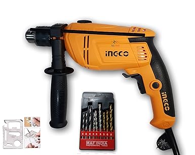 KROST Ingco 13 Mm Hammer Drill Machine With Drill Bit Set And Multi Tool (Orange)