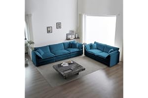 Tmsan 2 Piece Chenille Cloud Couches Set, Modern Loveseat and 3 Seater Sofa Set Living Room Furniture Set for Apartment Office