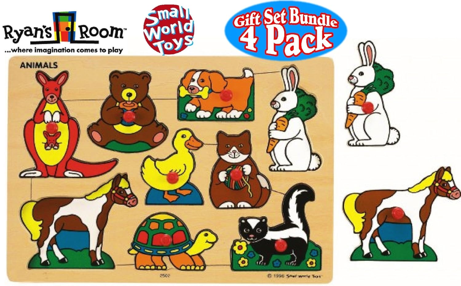 Small World Toys Ryan's Room Classic Wooden Peg Puzzles Playboard