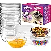 Lartique Mini 3.5 Inch Small Glass Bowls with Lids - Small Bowls Perfect for Prep, Dips, Nuts, or Candy - Meal Prep Bowls or Dessert Bowls, Set of 12