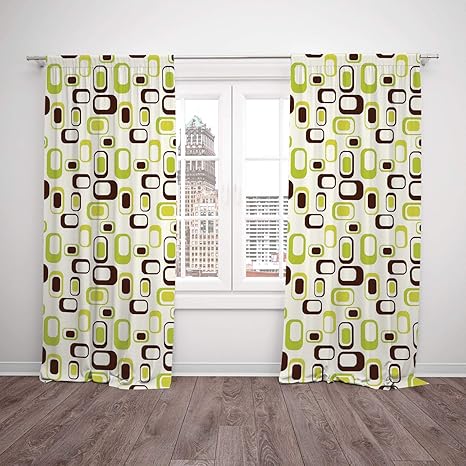 Thermal Insulated Blackout Window Curtain Geometric Nostalgic