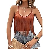 Western Cowgirl Fringe Top for Women - Country Concert Outfits Festival Tassel Hem Boho Rodeo Dress Rave Tank Shirt