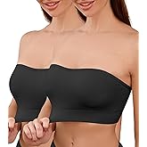 DEANGELMON Strapless Bras for Women Wireless Push Up Non-Slip Bandeau Bra Seamless Clear Straps TubeTop Padded Bralette