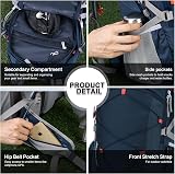 MOUNTAINTOP 40L Hiking Backpack Water Resistant Daypack 55x33x20cm view 7
