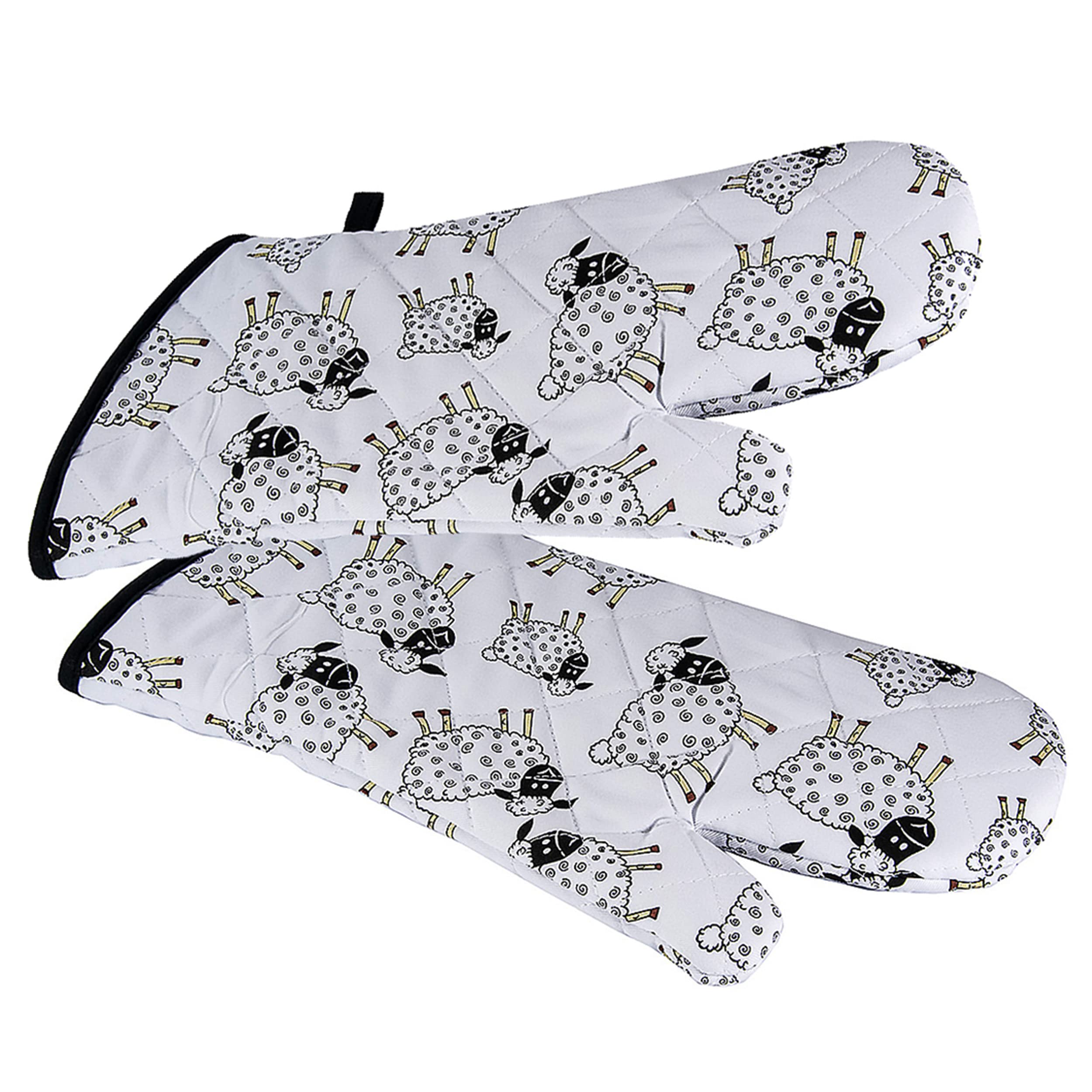SPOTTED DOG GIFT COMPANY Oven Gloves Heat Resistant Oven Mitts Potholders for Grilling, Cooking, Baking, Microwave - Cute Animal Sheep Themed Kitchen Accessories and Gifts for Sheep Lovers Women Men