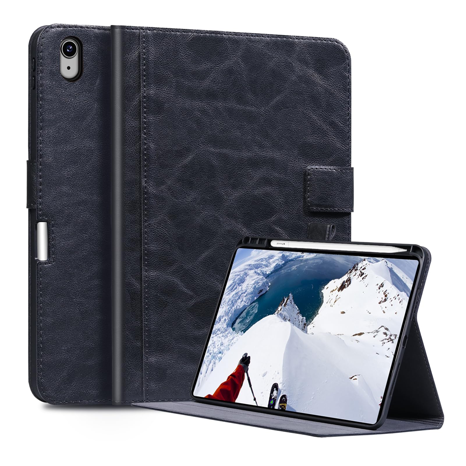 Photo 1 of CPNVWA Premium Leather Case for iPad Air 13 Inch M3 2025/M2 2024 with Stylus Holder,Protective Shockproof Premium Leather Smart Folio Cover Adjustable Stand Auto Sleep/Wake Anti-Slip, Black