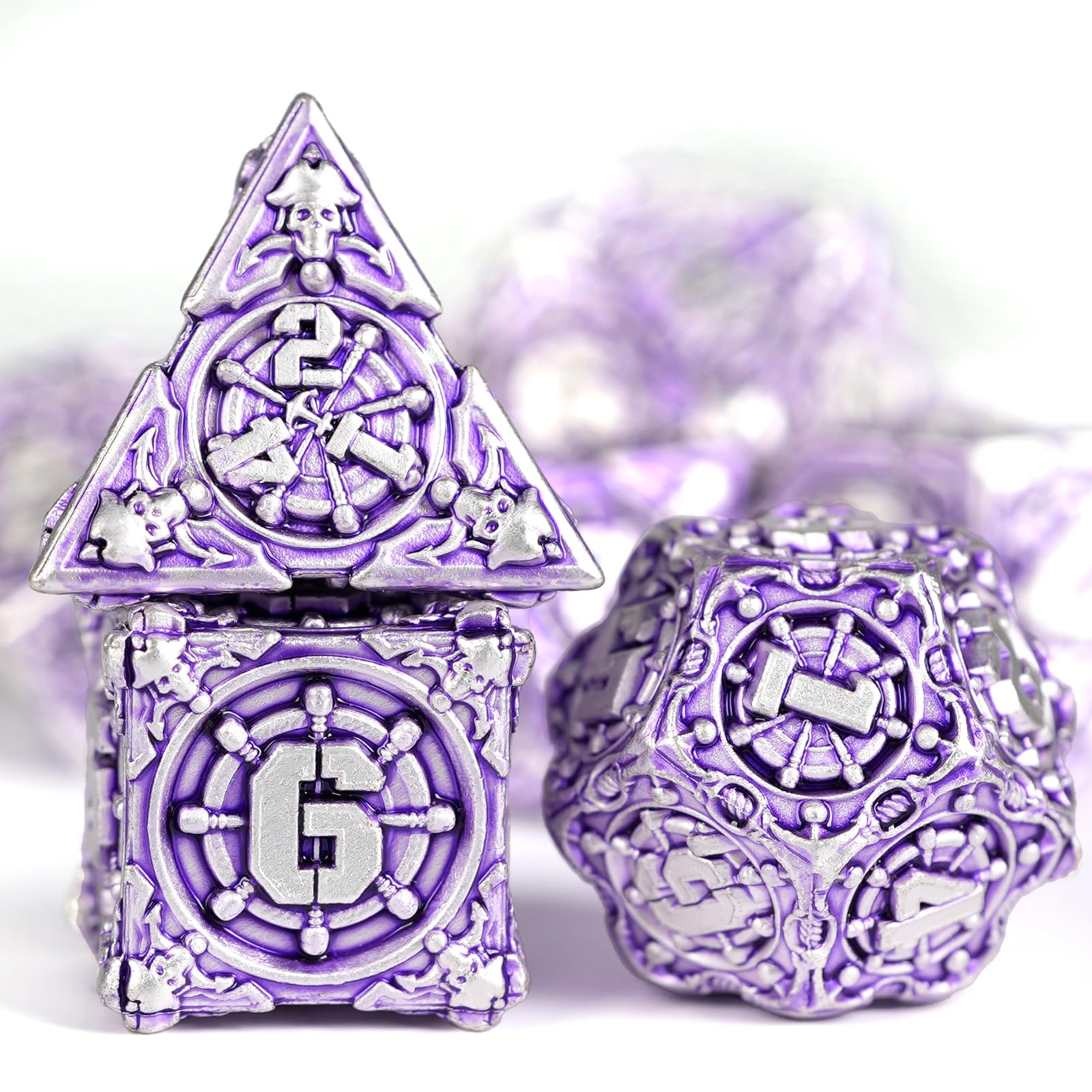 HKDZ Metal Dnd Dice 7Pcs Set, Polyhedral Rpg D&d For Role Playing Table Game Dungeons And Dragons Dice Mtg Pathfinder D&d Dice Set colorful — image 1