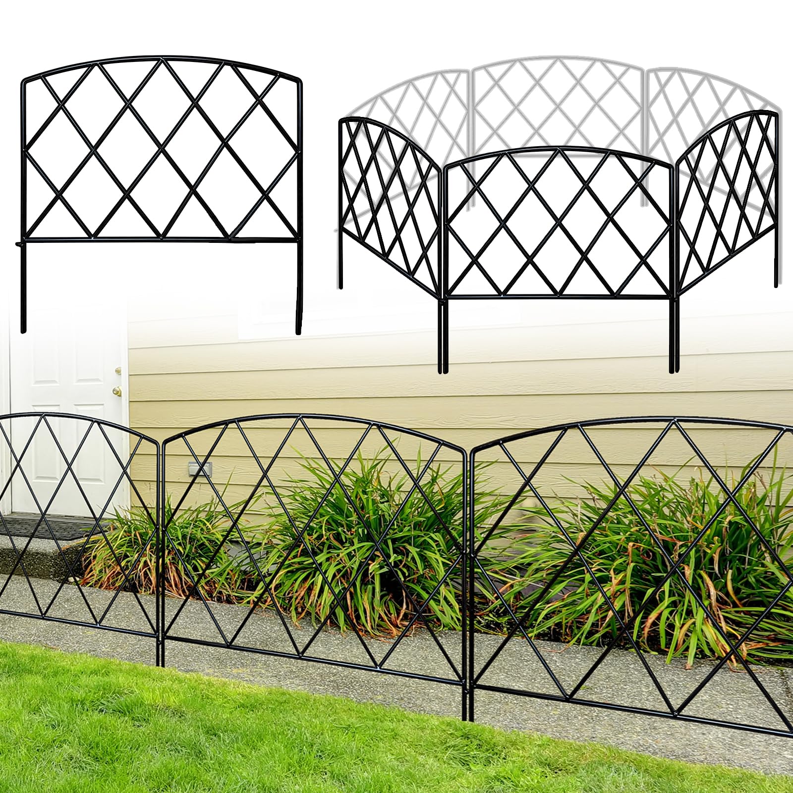 Photo 1 of Thealyn Decorative Garden Fence 24 in H x 24 in W (5 Panels, Total Length 10 ft) Rustproof Metal No Dig Fencing Animal Barrier Fence, Outdoor Border for Dog, Yard, Patio, Flower, Bed